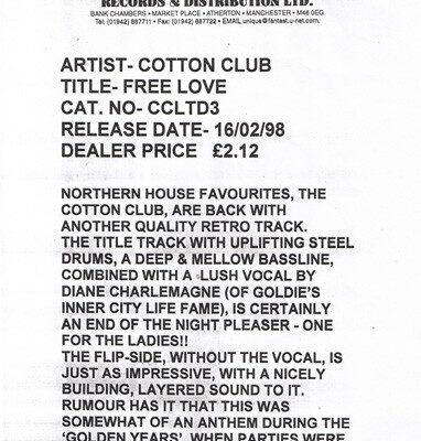 Cotton Club - Free Love - 12", W/Lbl