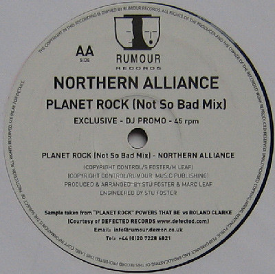 Northern Alliance - Planet Rock - 12", Promo