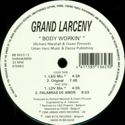 Grand Larceny - Body Workin' - 12", Maxi