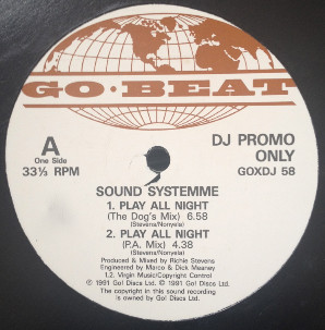Sound Systemme - Play All Night - 12", Promo