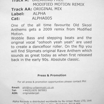 Slipmatt - Breaking Free - 12", Promo, W/Lbl